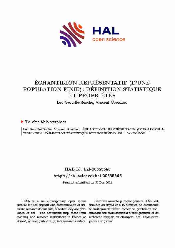 ÉCHANTILLON REPRÉSENTATIF (DUNE POPULATION FINIE