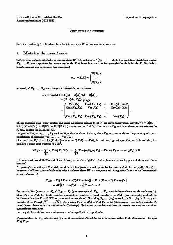 [PDF] 1 Matrice de covariance - Mathématiques