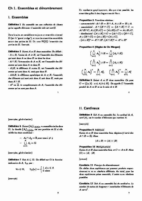 [PDF] Ch 1 Ensembles et dénombrement I Ensembles II Cardinaux