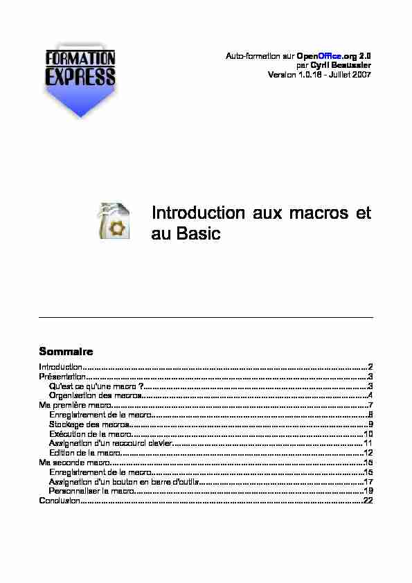 [PDF] Introduction aux macros et au Basic