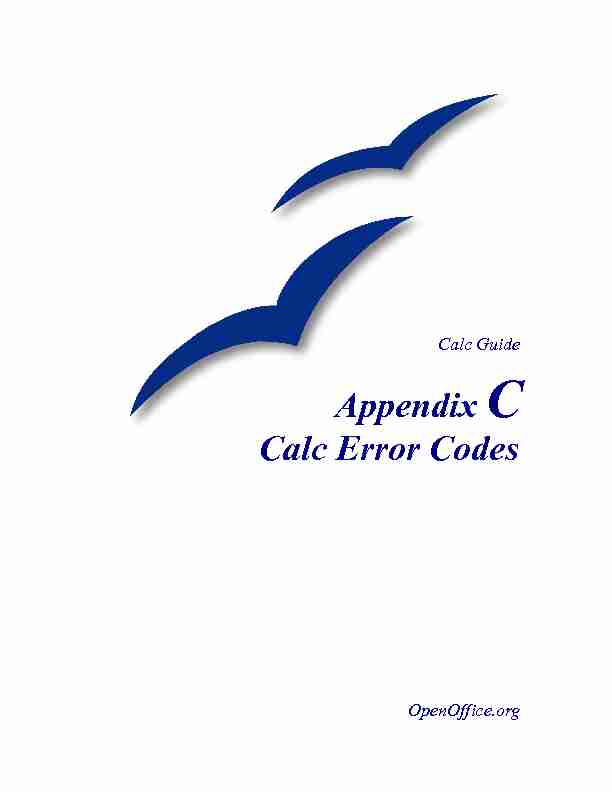Appendix C Calc Error Codes