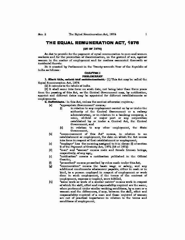 EQUAL REMUNERATION ACT 1976