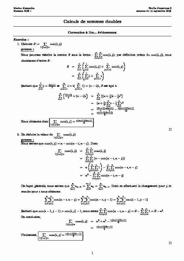 [PDF] Calculs de sommes doubles