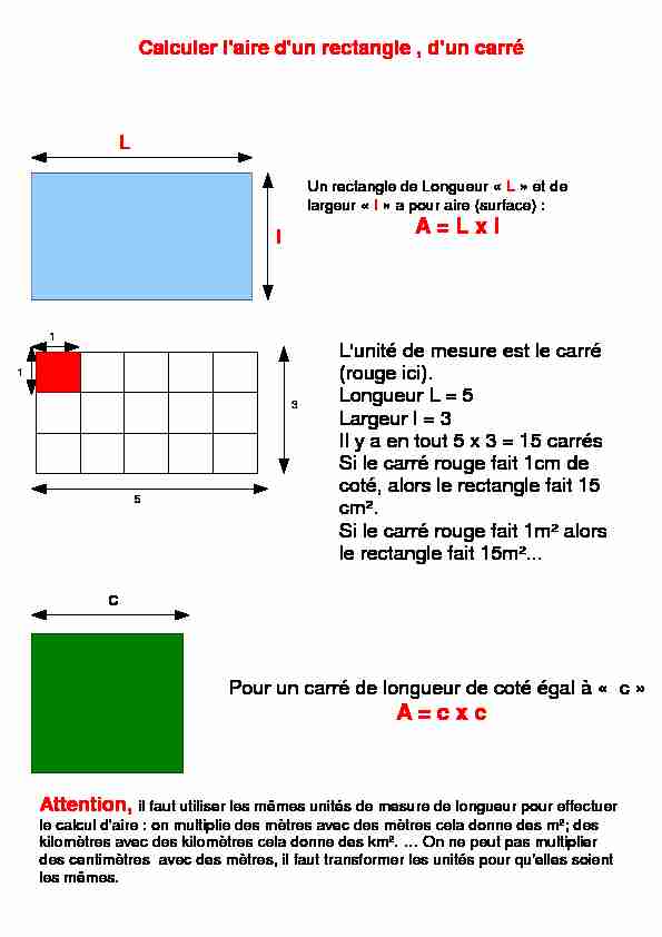 leçon et exercices calculer laire dun rectangle dun carré (2)