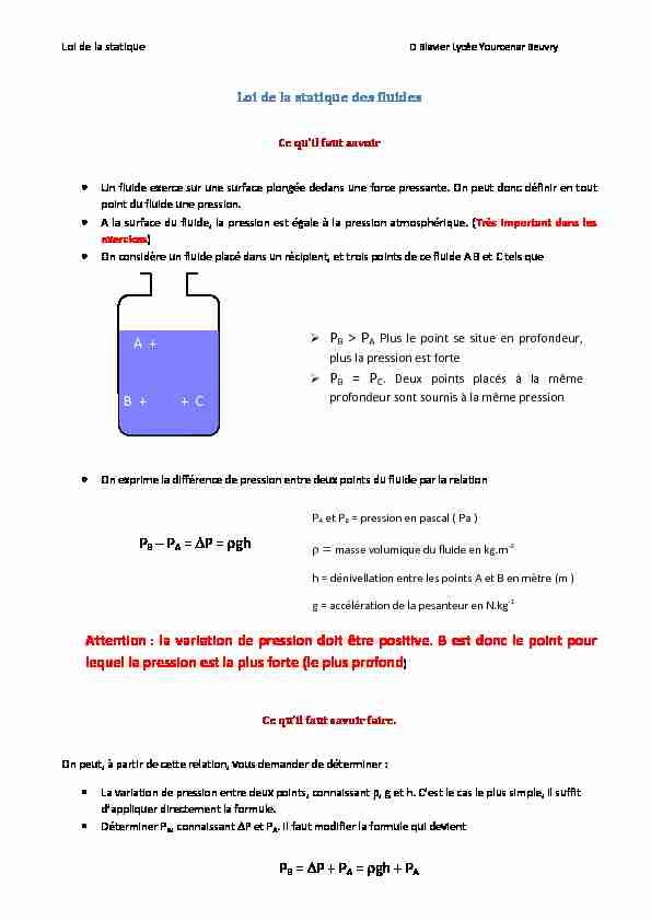 [PDF] Loi de la statique des fluides