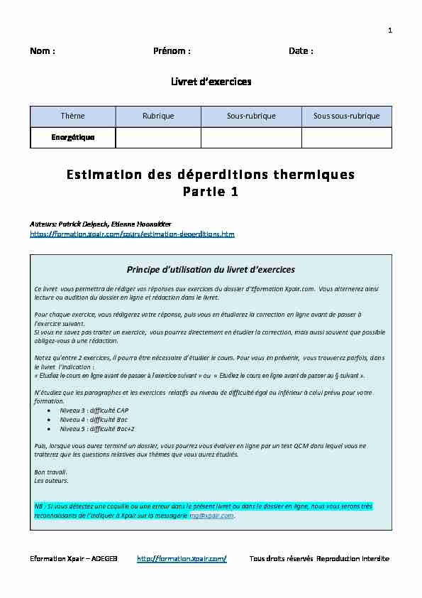 [PDF] Estimation des déperditions thermiques Partie 1 - XPaircom