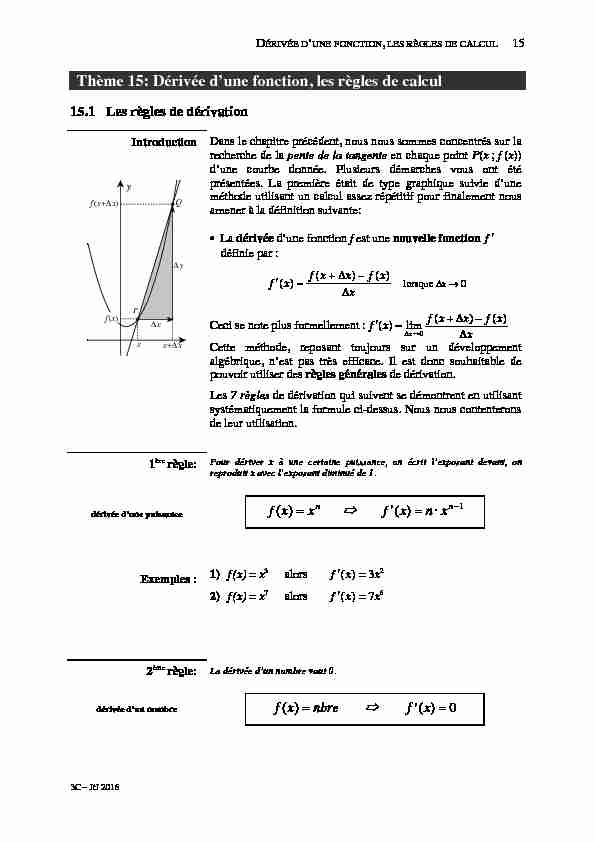 [PDF] Thème 15: Dérivée dune fonction les règles de calcul