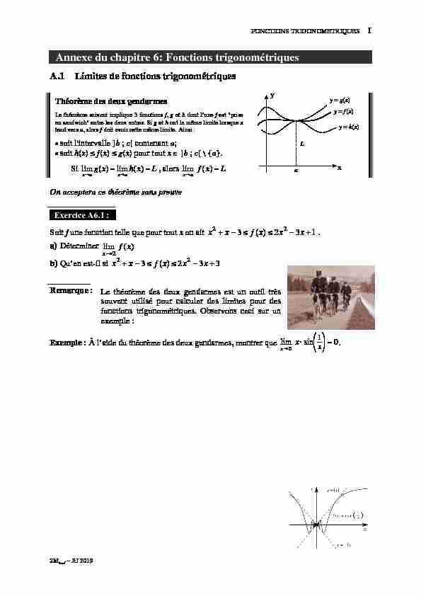 Annexe du chapitre 6: Fonctions trigonométriques