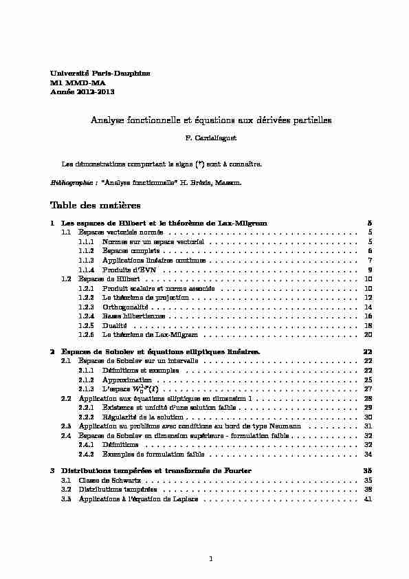 [PDF] Analyse fonctionnelle et équations aux dérivées partielles - Ceremade