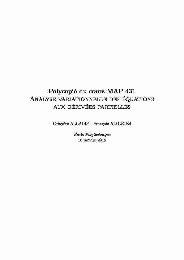 [PDF] Polycopié du cours MAP 431 Analyse variationnelle des  - CMAP