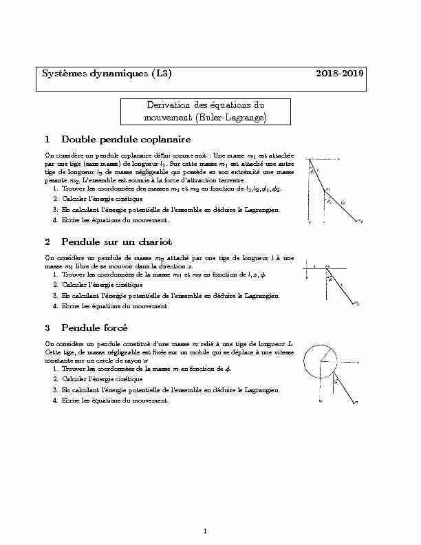 [PDF] derivation des équations du mouvement avec Euler-Lagr
