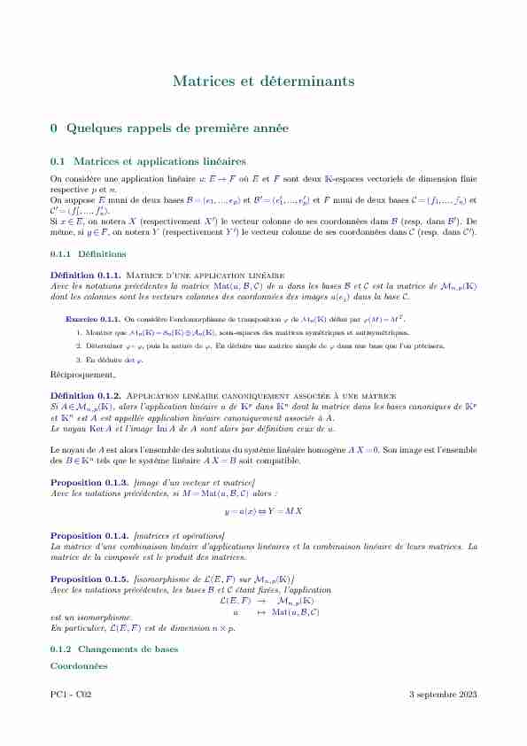 [PDF] Matrices et déterminants - PC1