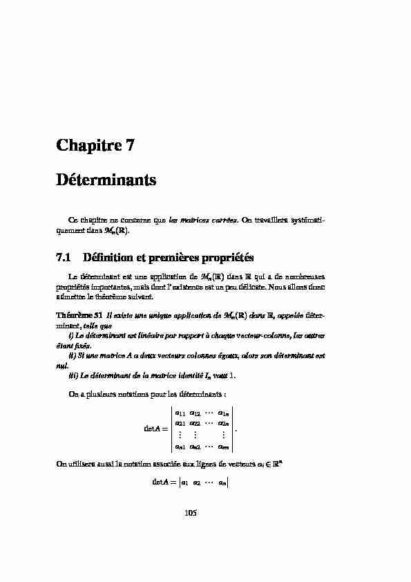 [PDF] Chapitre 7 D´eterminants