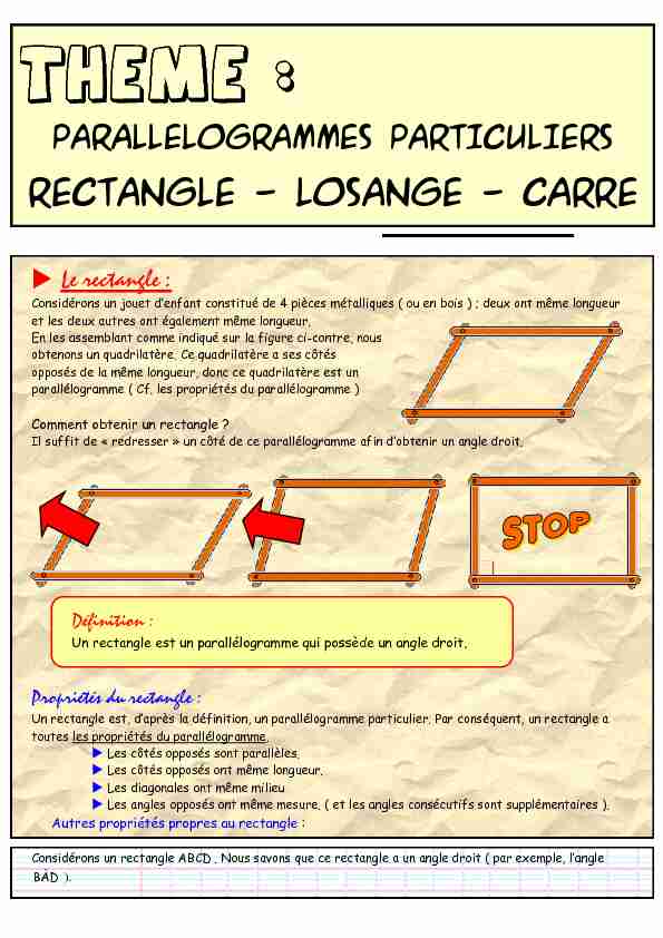 [PDF] Rectangle - Losange - Carré - Cours