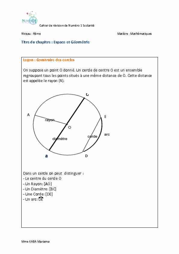 [PDF] Construire un cercle - Numéro 1 Scolarité