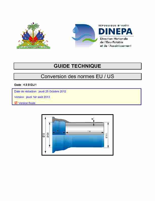 [PDF] GUIDE TECHNIQUE Conversion des normes EU / US - DINEPA