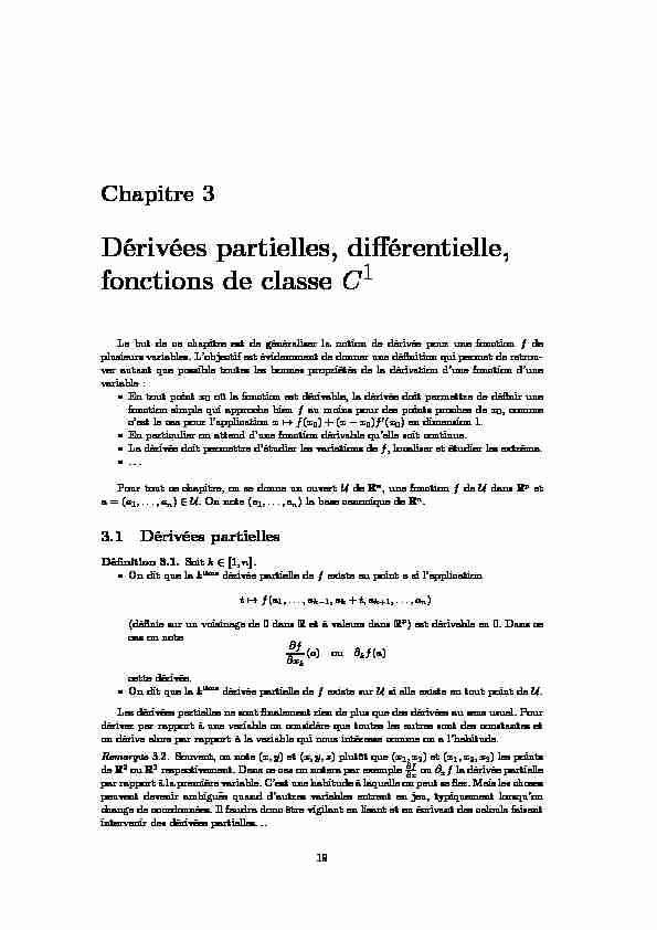 [PDF] Dérivées partielles, différentielle, fonctions de classe C - Institut de
