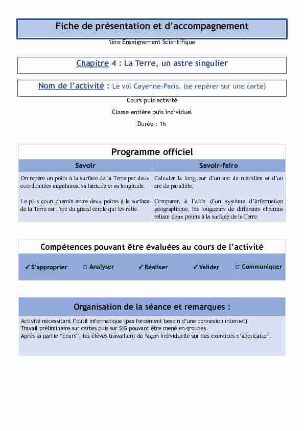 [PDF] 3 Act Le Paris-Cayenne terminé - Physique - Chimie