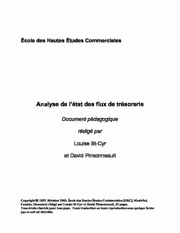 [PDF] Analyse de létat des flux de trésorerie - HEC Montréal