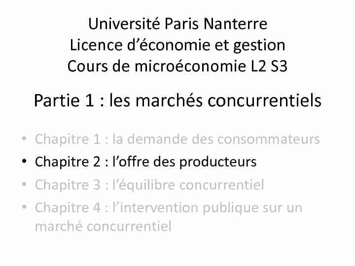 Université de Cergy-Pontoise Licence déconomie et gestion Cours