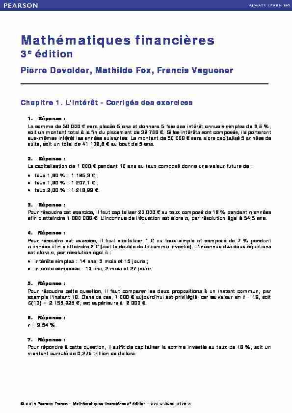 [PDF] Mathématiques financières - Pearson France