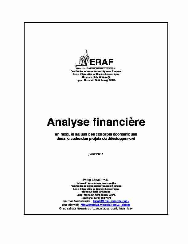 [PDF] Analyse financière - Montclair State University