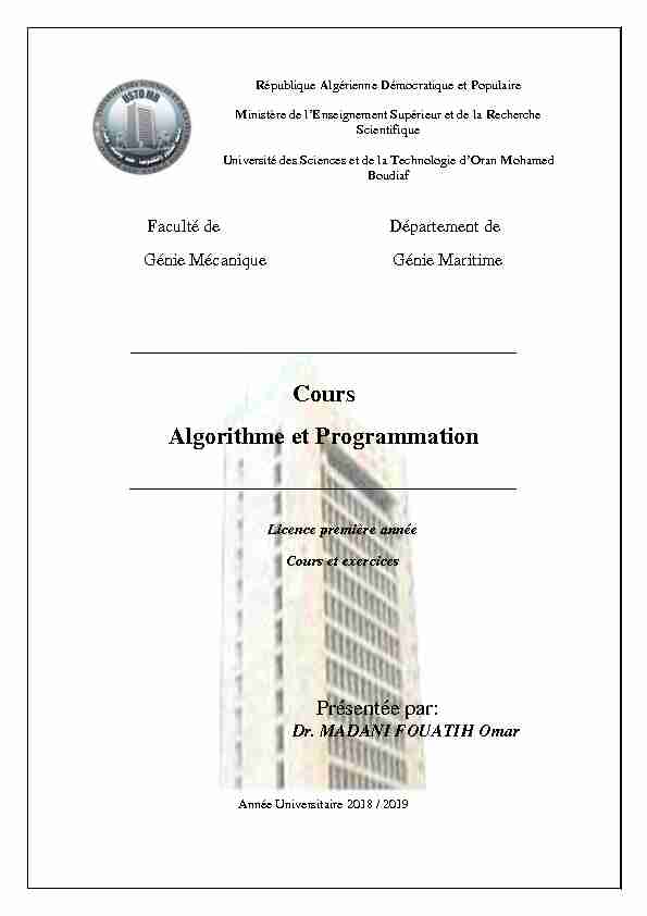 [PDF] Cours Algorithme et Programmation
