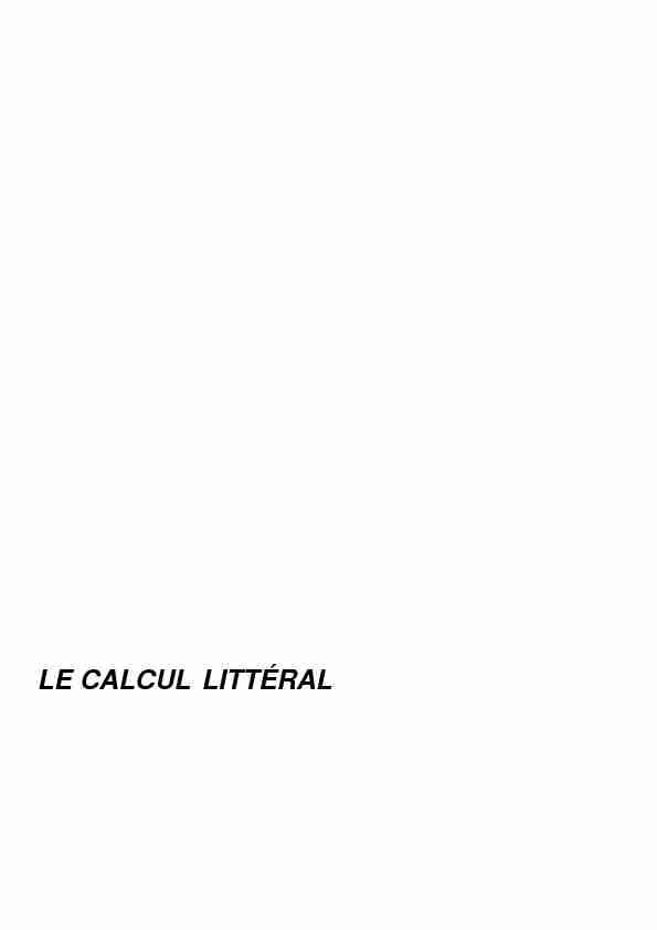 [PDF] LE CALCUL LITTÉRAL