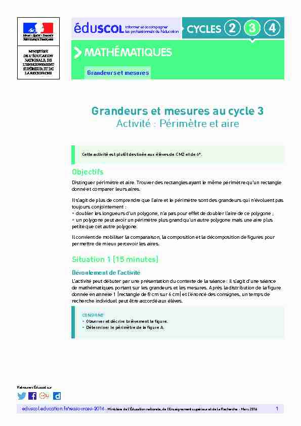 [PDF] MATHÉMATIQUES Grandeurs et mesures au cycle 3