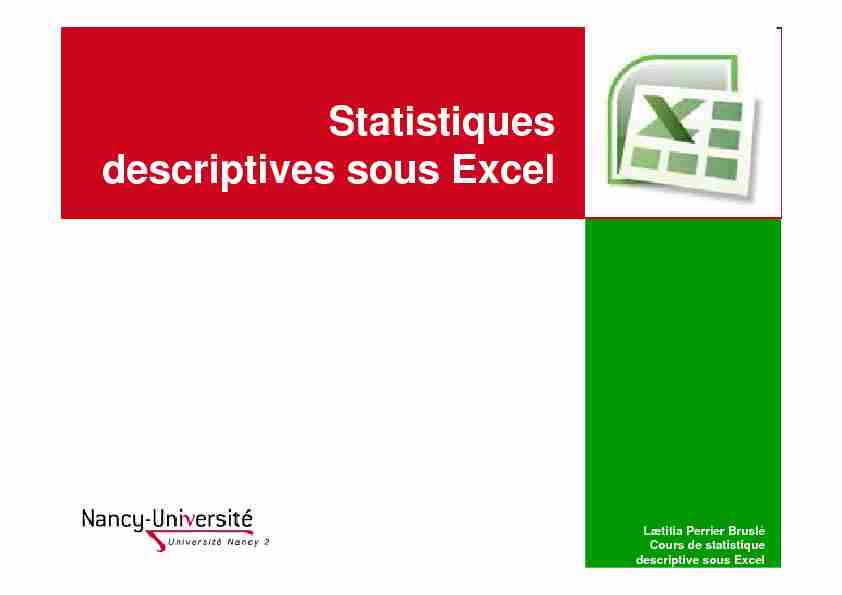 Statistiques descriptives sous Excel
