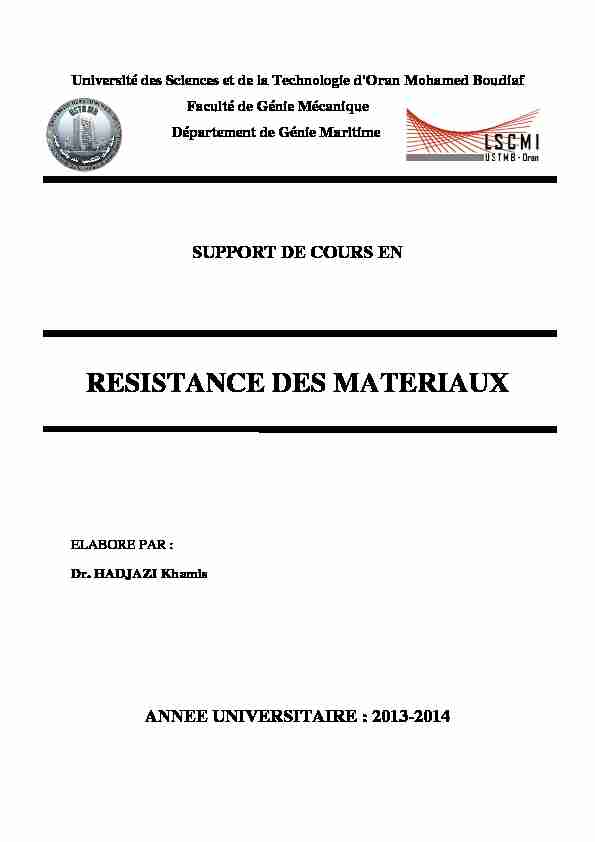 [PDF] RESISTANCE DES MATERIAUX - univ-ustodz