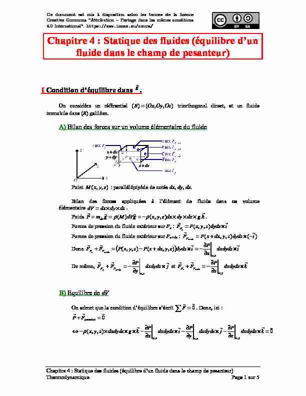 [PDF] Chapitre 4 :Statique des fluides (équilibre dun fluide dans le champ