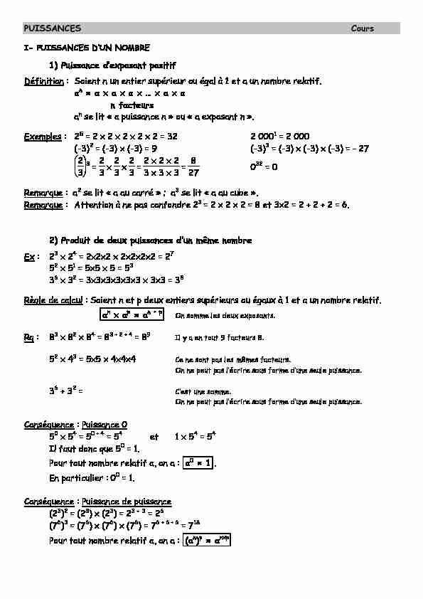 [PDF] Soient n un entier supérieur ou égal à 1 et a un nombre rel