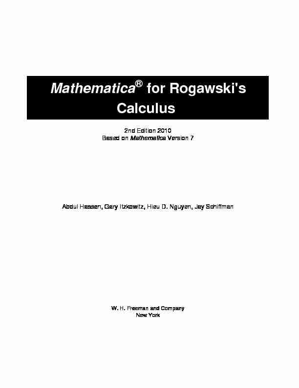 Mathematica for Rogawskis Calculus 2nd Editiion