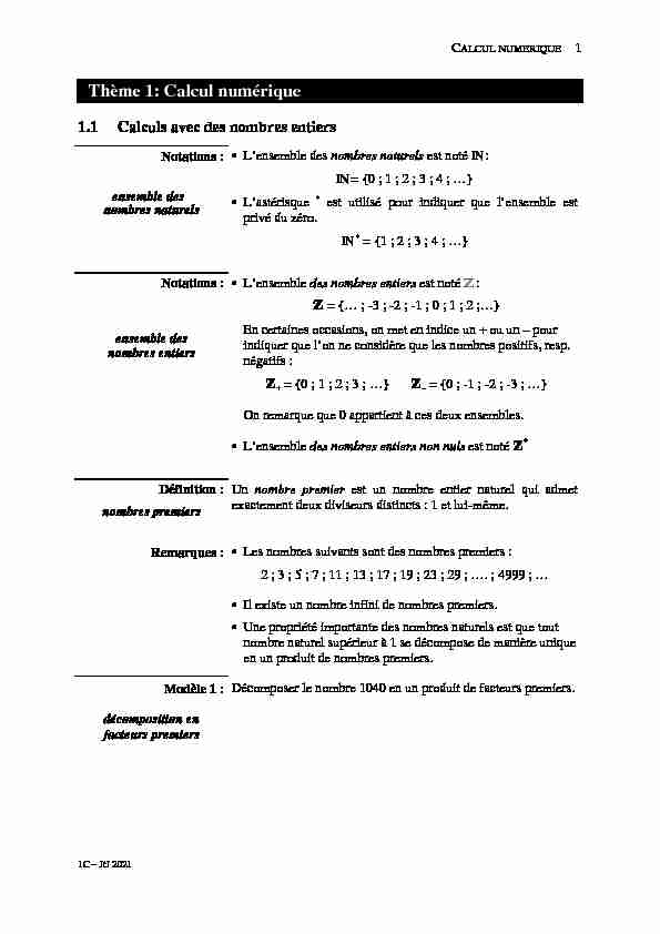 [PDF] Thème 1: Calcul numérique