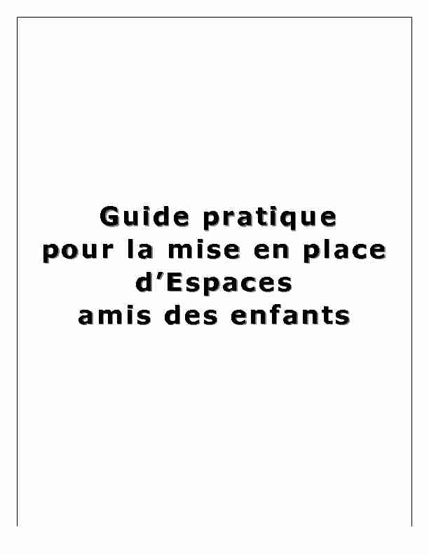 Guide pratique Guide pratique pour la mise en place pour la mise