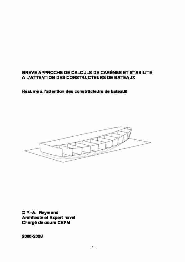 [PDF] breve approche de calculs de carènes et stabilite