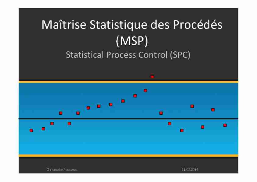 Maîtrise Statistique des Procédés (MSP)