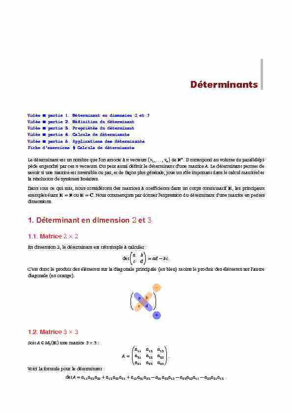 [PDF] Déterminants - Exo7 - Cours de mathématiques