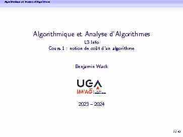L3 Info Cours 1 : notion de coût dun algorithme