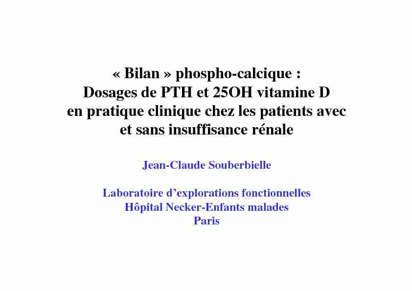 Bilan » phospho-calcique : Dosages de PTH et 25OH  - ColBVH
