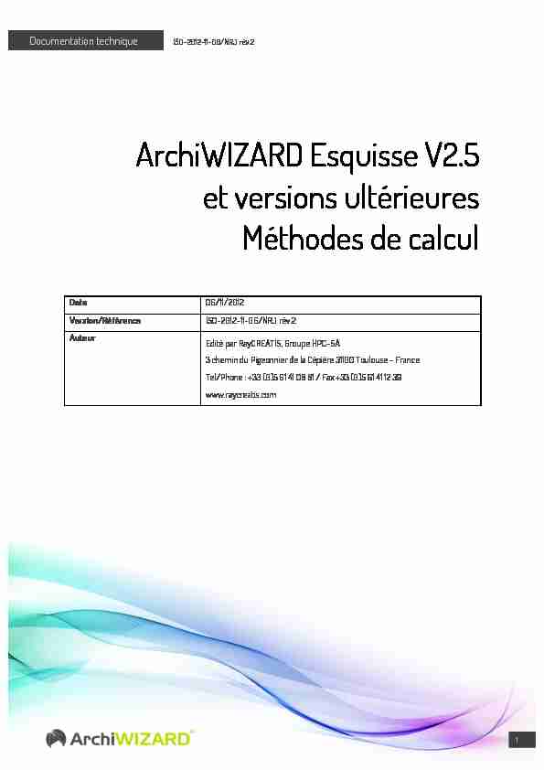 ArchiWIZARD Esquisse V2.5 et versions ultérieures Méthodes de