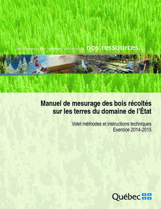 MÉTHODE DE MESURAGE DES BOIS - Quebec
