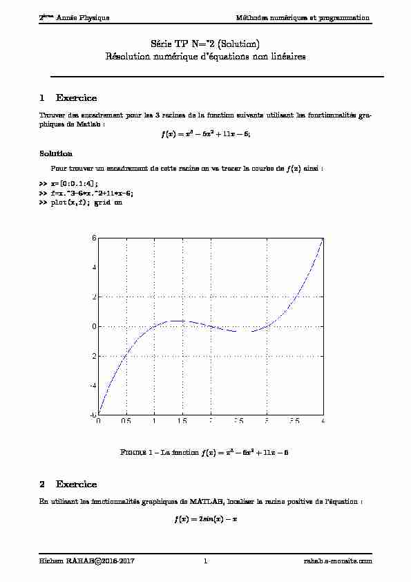 [PDF] Série TP N=?2 (Solution) Résolution numérique déquations non