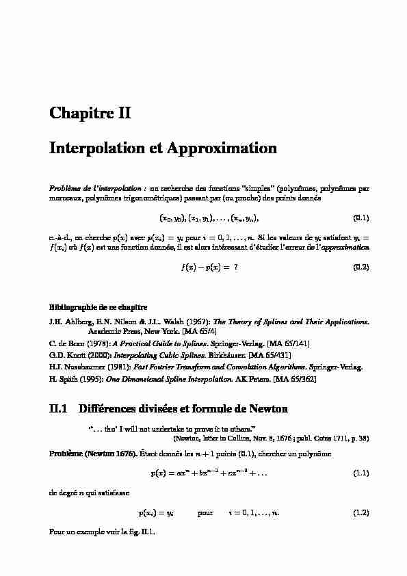Chapitre II Interpolation et Approximation