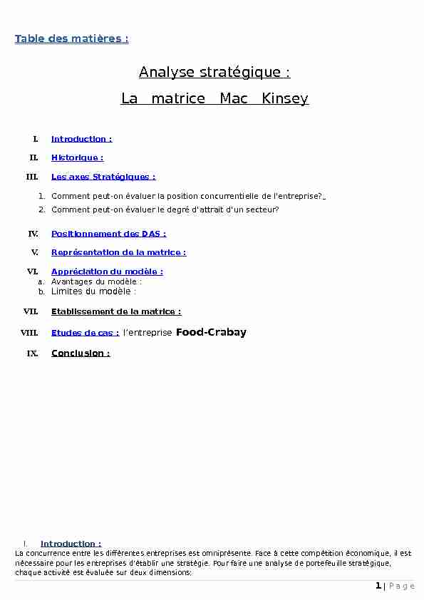 [PDF] Analyse stratégique : La matrice Mac Kinsey - cloudfrontnet