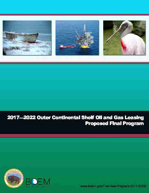 2017-2022 Outer Continental Shelf Oil and Gas Leasing Proposed