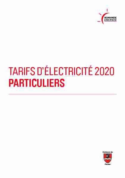 TARIFS DÉLECTRICITÉ 2020 PARTICULIERS
