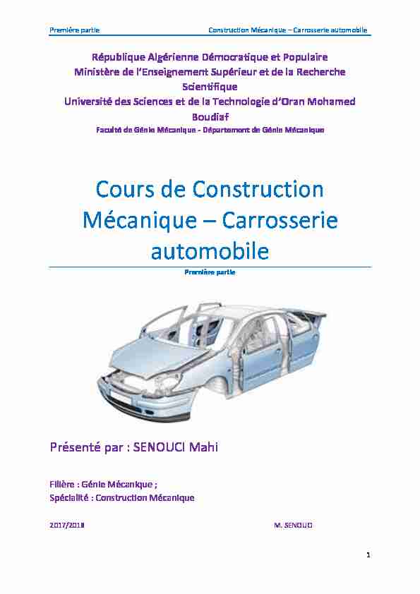 [PDF] Cours de Construction Mécanique – Carrosserie automobile