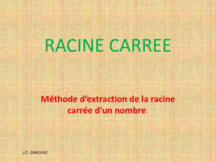 RACINE CARREE